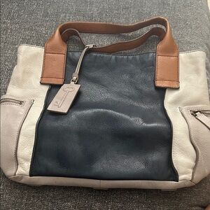 Elegant Two-Tone Leather Tote Bag